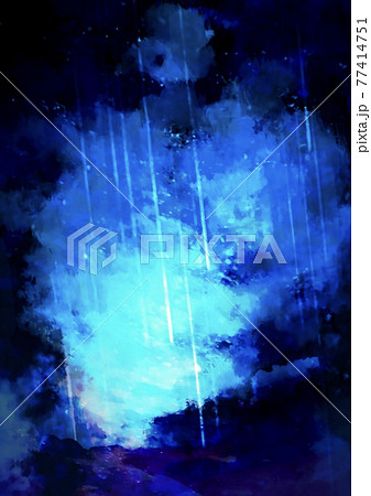 暗闇に光る水色の炎の幻想的なテクスチャ背景 77414751
