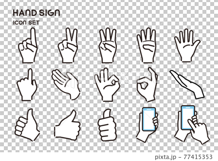 Hand sign vector illustration / simple / smartphone operation 77415353