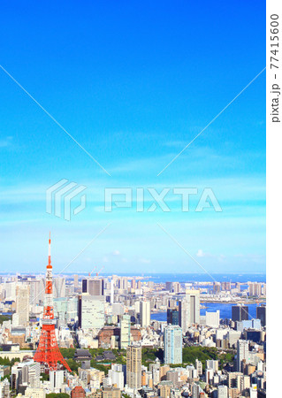 東京都、東京の街並みと東京タワーの風景 東京都、東京の街並みと東京タワーの風景 77415600
