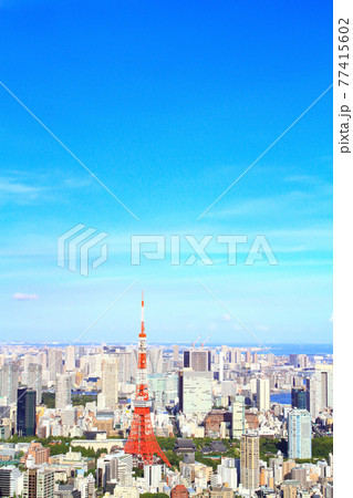 東京都、東京の街並みと東京タワーの風景 東京都、東京の街並みと東京タワーの風景 77415602