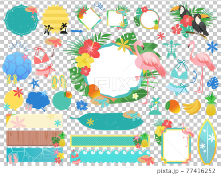 Hawaiian frame illustration set of everlasting summer / no characters / no background 77416252