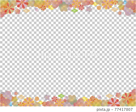 Flower frame 01_01 (frame with many margins with Japanese-style flowers) 77417807