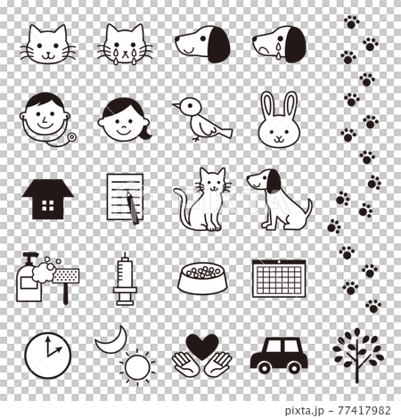 Animal hospital icon set (black and white) 77417982
