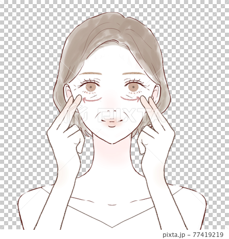 在眼睛下按摩的中年婦女 77419219