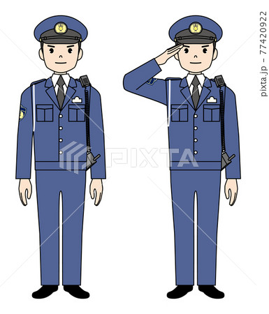 凛々しい男性警察官　敬礼 77420922