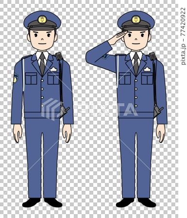 凛々しい男性警察官　敬礼 77420922