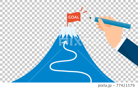 Goal flag and Mt. Fuji, image illustration of goal setting, vector material 77421579