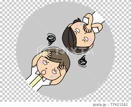 男女面部表情（煩惱臉）01_02（煩惱臉男女一對） 77421582