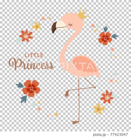 Illustration of a cute flamingo with a crown Illustration of a cute flamingo with a crown 77423047