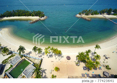 View of sentosa island beaches from Palawan beach 77423641