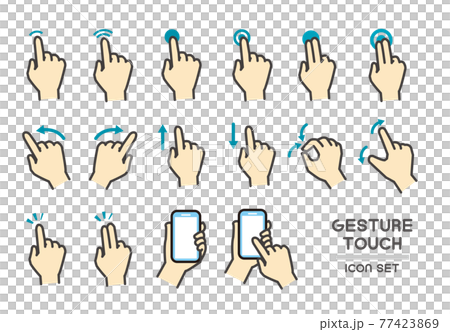 スマホタブレットの操作／ジェスチャーアイコン／肌色／シンプル 77423869