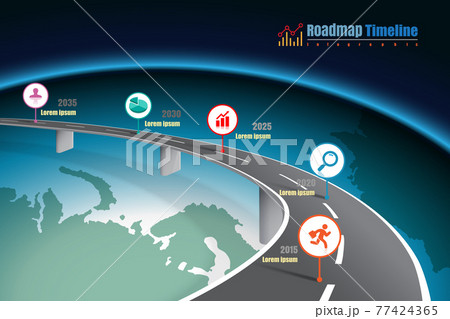 Business roadmap expressway timeline infographic world designed, vector infographic 77424365