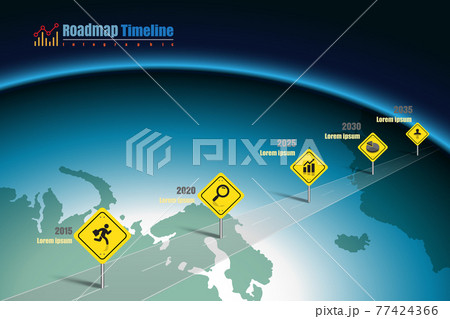 Business roadmap timeline infographic world designed, vector infographic 77424366