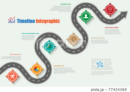 Business road map timeline infographic template with pointers, Vector Illustration 77424369