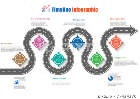 Business road map timeline infographic template with pointers, Vector Illustration 77424370