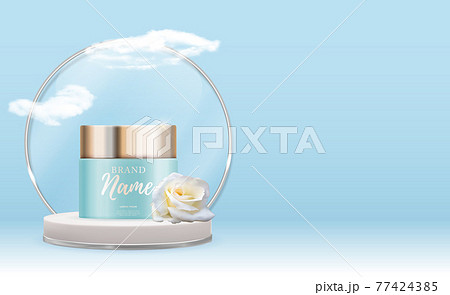 3D Realistic Natural beauty cosmetic product for face or body care on glossy bokeh background. Design Template of Fashion Cosmetics Product for Ads, flyer or Magazine Background. Vector Illustration 3D Realistic Natural beauty cosmetic product for face or body care on glossy bokeh background. Design Template of Fashion Cosmetics Product for Ads, flyer or Magazine Background. Vector Illustration 77424385