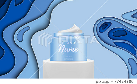 3D Realistic Natural beauty cosmetic product for face or body care on glossy bokeh background. Design Template of Fashion Cosmetics Product for Ads, flyer or Magazine Background. Vector Illustration 77424386