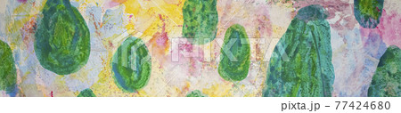グリーン x マルチカラーの手描きテクスチャ Green x multicolor textre 4 77424680