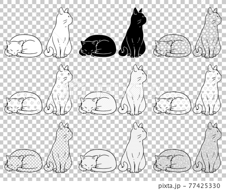 Cat 02-line drawing - Stock Illustration [77425330] - PIXTA