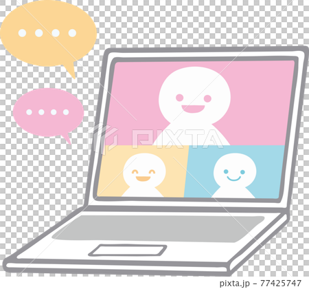 Illustration material for remote meetings and interviews on laptops 77425747