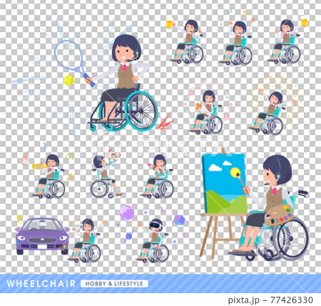 一組有輪椅收入的女商人 77426330