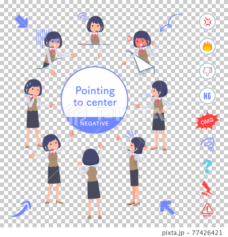 一組有收入指向各個方向的女商人 一組有收入指向各個方向的女商人 77426421