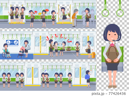 A set of business women with income to get on the train 77426436