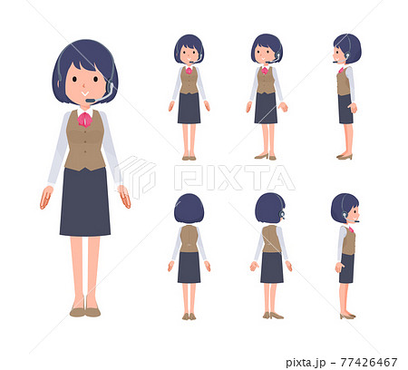 立っているインカムをつけたビジネス女性のセット 77426467