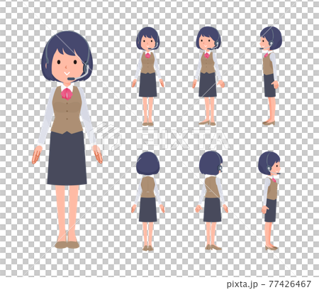 立っているインカムをつけたビジネス女性のセット 77426467