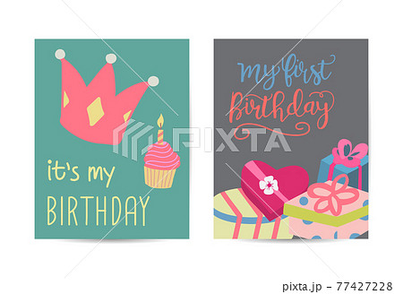 Vector illustration of Happy birthday in style flat Vector illustration of Happy birthday in style flat 77427228