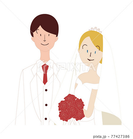 国際結婚 日本人男性と欧米人女性のイラスト素材 国際結婚 日本人男性と欧米人女性のイラスト素材