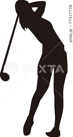 女子ゴルフ シルエットのイラスト素材
