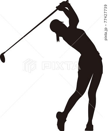 女子ゴルフ シルエット 77427739