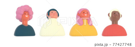 3D Bright people portraits set, render illustration 77427748