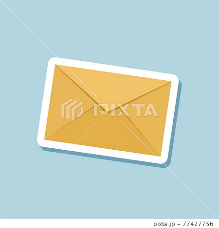 Flat style of yellow letter sticker on blue background. Flat style of yellow letter sticker on blue background. 77427756