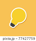 Flat style of yellow light bulb sticker on yellow background. 77427759