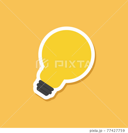 Flat style of yellow light bulb sticker on yellow background. 77427759