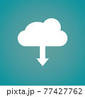Flat style cloud with down arrow on the blue wallpaper. Vector illustration. 77427762