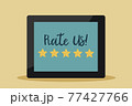 'Rate us' lettering with stars on tablet, customer satisfaction concept. Vector illustration. 77427766