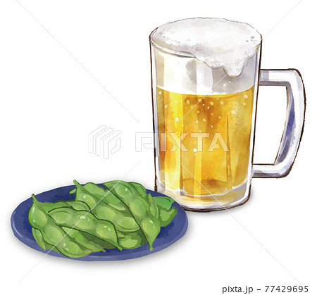 生ビールと枝豆 生ビールと枝豆 77429695