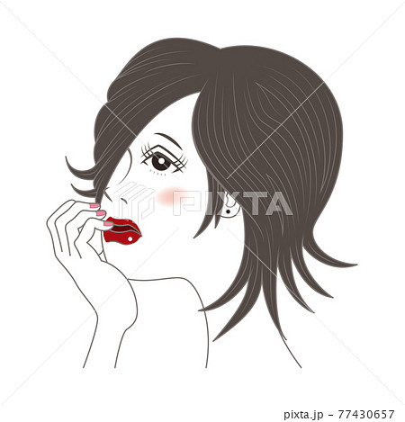 頬杖をつく女性 頬杖をつく女性 77430657