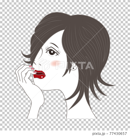 頬杖をつく女性 頬杖をつく女性 77430657