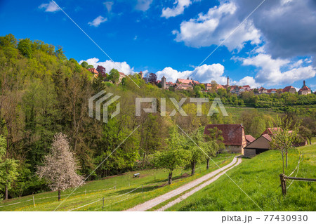Rothenburg ob der Tauber Old Town skyline Bavaria Germany 77430930