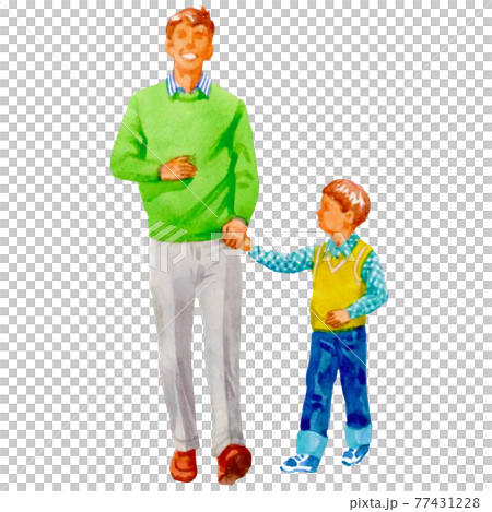 Simple watercolor style parent and child illustration 77431228
