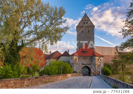 Rothenburger Gate at Dinkelsbuhl historic town in Central Franconia Bavaria Germany 77431266