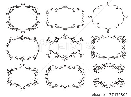 エレガントな手描きフレームのセットのイラスト素材