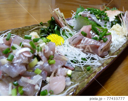 鯵のお刺身盛り合わせ 77433777