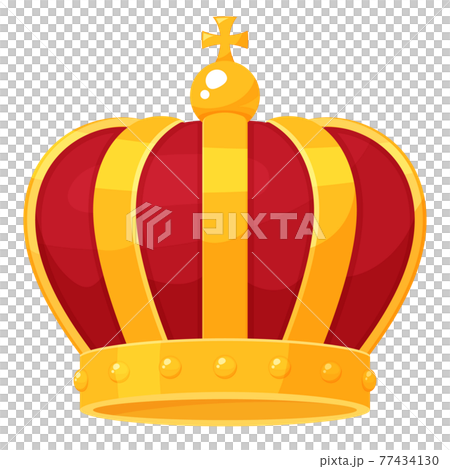 かわいい王冠のイラスト 赤 金のイラスト素材