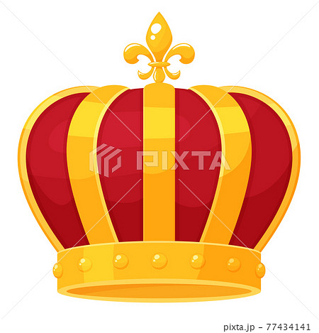 かわいい王冠のイラスト 赤 金 フルールドリスのイラスト素材