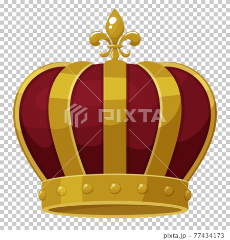 かわいい王冠のイラスト 赤 金 レトロのイラスト素材